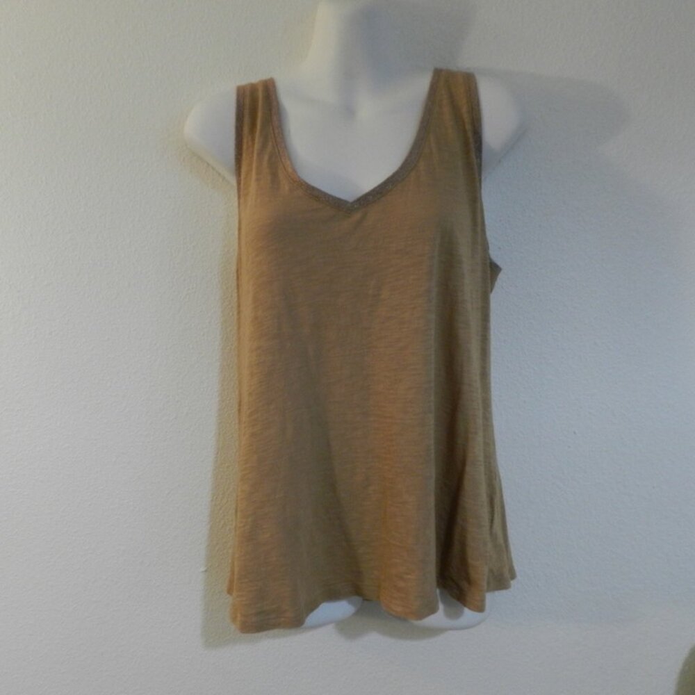 Express One Eleven easy tank, deep V neck with silver thread accent tank top
